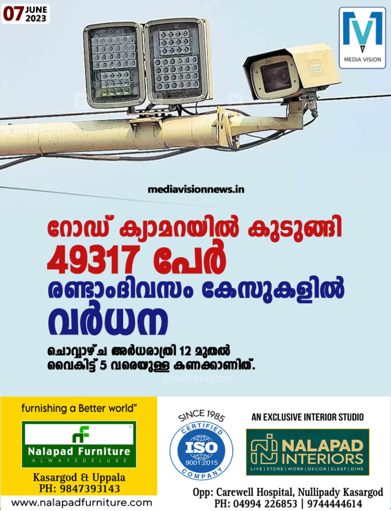 റോഡ് ക്യാമറയിൽ കുടുങ്ങി 49,317 പേർ; രണ്ടാംദിവസം കേസുകളിൽ വർധന